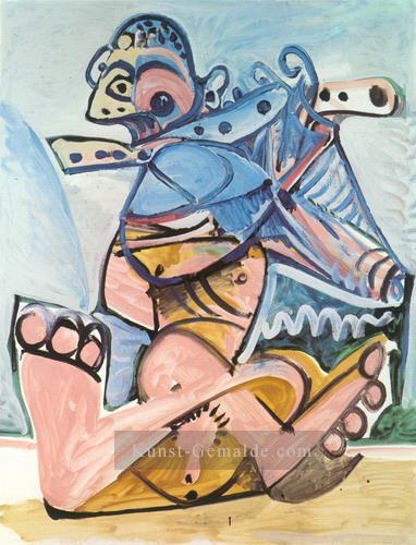 Man assis jouant la flute 1971 kubismus Pablo Picasso Ölgemälde